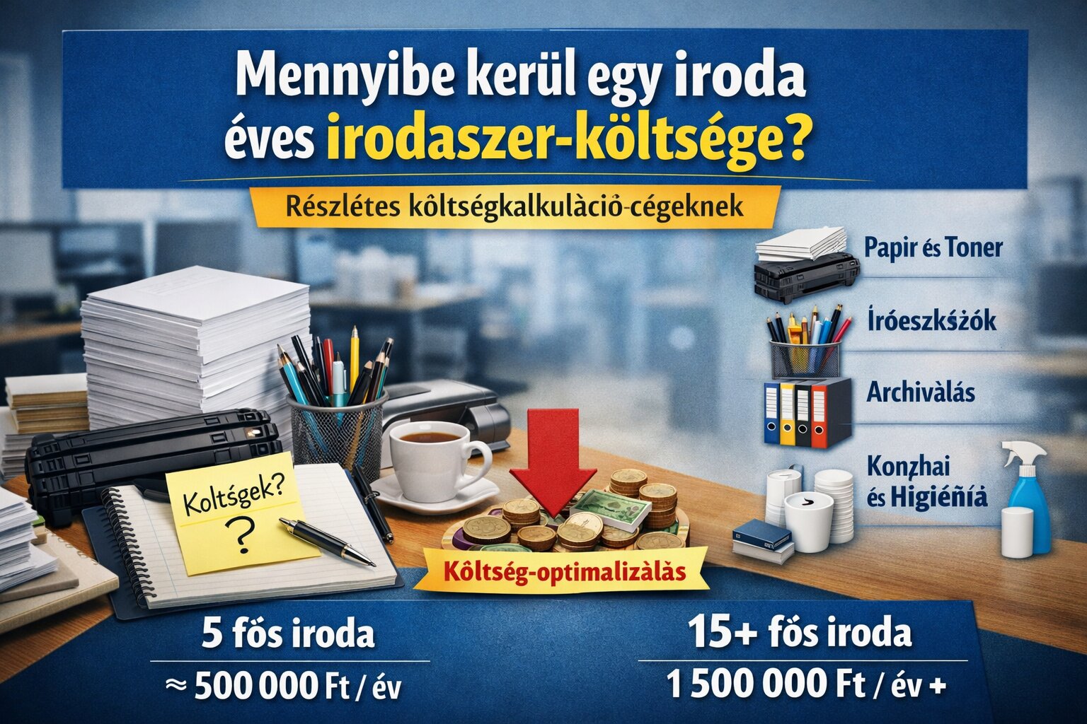 Mennyibe kerül egy iroda éves irodaszer-költsége?